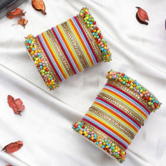 Enamel Multicolor color Bangles in Metal Alloy studded with CZ Diamond