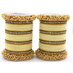 Enamel Yellow color Bangles in Metal Alloy studded with CZ Diamond