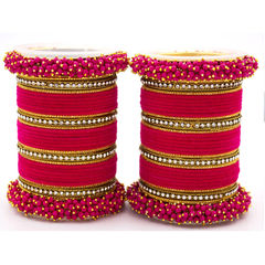 Enamel Pink and Majenta color Bangles in Metal Alloy studded with CZ Diamond