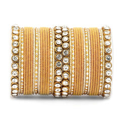 Gold Rodium Polish Gold color Bangles in Metal Alloy studded with CZ Diamond