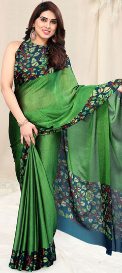 Green color Saree in Chiffon fabric with Printed work