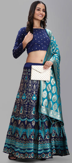 Multicolor color Lehenga in Banarasi Silk fabric with Weaving work