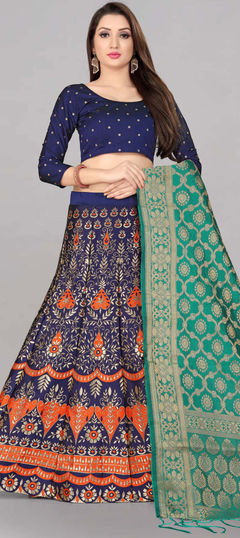 Multicolor color Lehenga in Banarasi Silk fabric with Weaving work