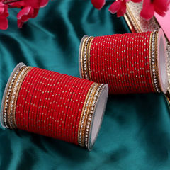 Red and Maroon color Bangles in Metal Alloy studded with CZ Diamond & Gold Rodium Polish : 1870459