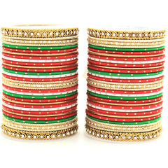 Multicolor color Bangles in Metal Alloy studded with CZ Diamond & Gold Rodium Polish : 1870461