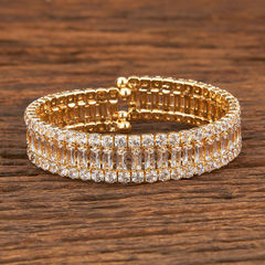 Gold Rodium Polish White and Off White color Bracelet in Brass studded with Austrian diamond