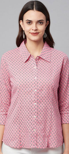 Pink and Majenta color Tops and Shirts in Cotton fabric with Printed work
