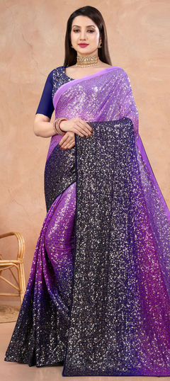 Multicolor color Saree in Georgette fabric with Sequence work