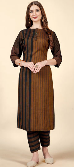 Black and Grey color Salwar Kameez in Rayon fabric with Weaving work