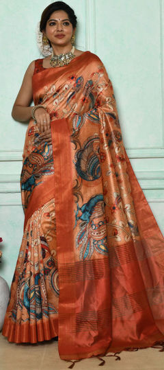 Casual, Traditional Red and Maroon color Saree in Art Silk, Silk fabric with South Floral, Printed work : 1874824