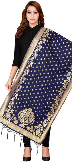 Blue color Dupatta in Banarasi Silk fabric with Weaving work