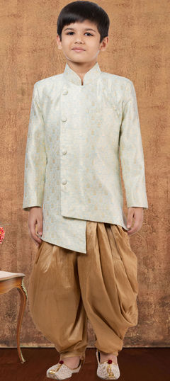 Party Wear Blue color Boys Dhoti Kurta in Jacquard fabric with Weaving work : 1876056