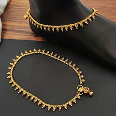 Yellow color Anklet in Metal Alloy studded with Beads & Gold Rodium Polish : 1878811