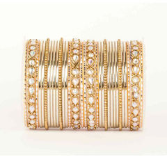 Gold Rodium Polish Gold color Bangles in Metal Alloy studded with Kundan