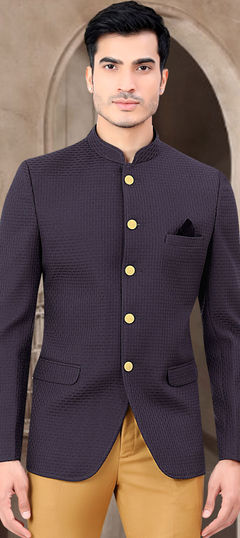 Blue color Blazer in Rayon fabric with Thread work