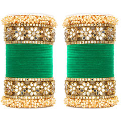 Gold Rodium Polish Multicolor color Bangles in Metal Alloy studded with Pearl