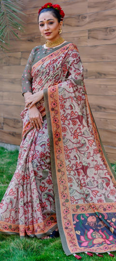 Casual, Traditional Multicolor color Saree in Cotton fabric with Bengali Printed work : 1881352