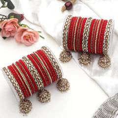 Multicolor color Bangles in Metal Alloy studded with Beads, Pearl & Gold Rodium Polish : 1881380