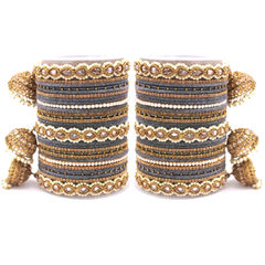 Multicolor color Bangles in Metal Alloy studded with Beads, Pearl & Gold Rodium Polish : 1881381