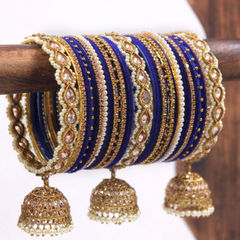 Multicolor color Bangles in Metal Alloy studded with Beads, Pearl & Gold Rodium Polish : 1881383