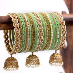 Multicolor color Bangles in Metal Alloy studded with Beads, Pearl & Gold Rodium Polish : 1881397