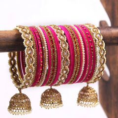 Multicolor color Bangles in Metal Alloy studded with Beads, Pearl & Gold Rodium Polish : 1881398