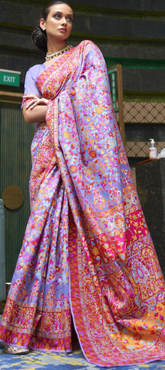 Purple and Violet color Saree in Jacquard fabric with Weaving work