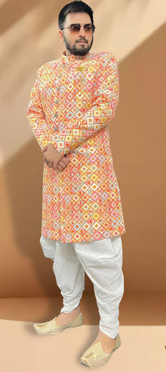 Orange color IndoWestern Dress in Silk fabric with Sequence work