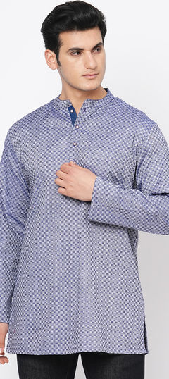 Blue color Kurta in Cotton fabric with Printed work