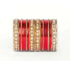 Red and Maroon color Bangles in Metal Alloy studded with Kundan & Gold Rodium Polish : 1885196