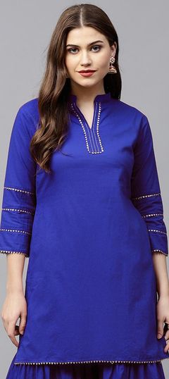 Blue color Kurti in Rayon fabric with Gota Patti work