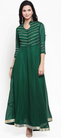 Green color Kurti in Georgette fabric with Gota Patti work