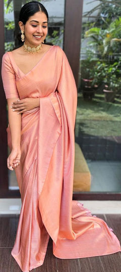 Party Wear, Traditional Pink and Majenta color Saree in Art Silk, Silk fabric with South Weaving work : 1886592