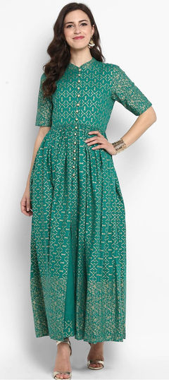 Blue color Kurti in Rayon fabric with Printed work