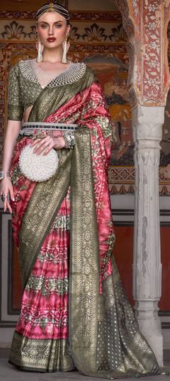 Pink and Majenta color Saree in Art Silk, Silk fabric with Printed, Weaving work