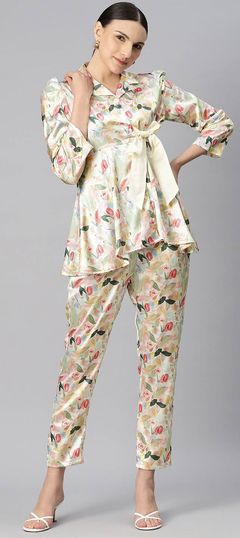 Casual, Summer Multicolor color Co-ords Set in Satin Silk fabric with Floral, Printed work : 1887671