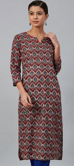 Red and Maroon color Kurti in Rayon fabric with Printed work