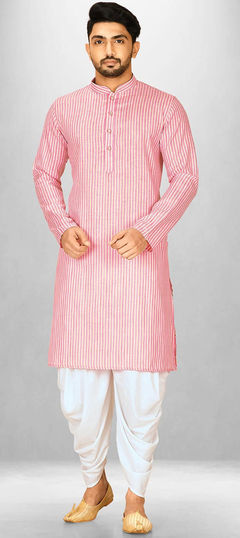 Pink and Majenta color Dhoti Kurta in Cotton fabric with Thread work