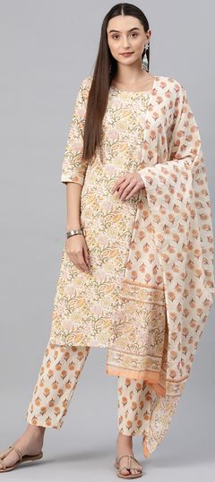 Summer Multicolor color Salwar Kameez in Cotton fabric with Straight Floral, Printed work : 1888662