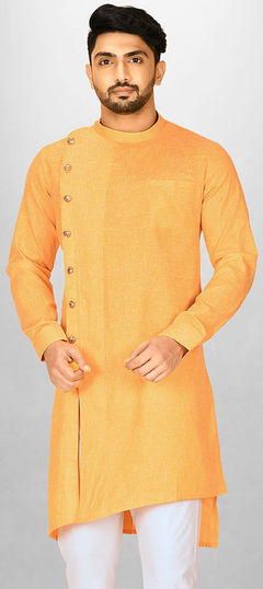 Yellow color Kurta in Cotton fabric with Thread work