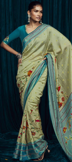 Blue color Saree in Art Silk, Silk fabric with Thread, Weaving, Zari work