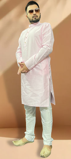 Pink and Majenta color Kurta Pyjamas in Silk fabric with Embroidered, Sequence, Thread work