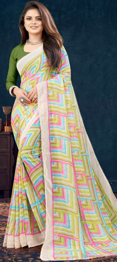 Multicolor color Saree in Georgette fabric with Printed work