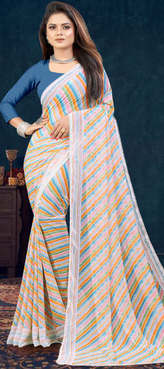 Multicolor color Saree in Georgette fabric with Printed work