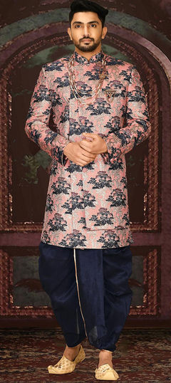 Party Wear Pink and Majenta color Dhoti Kurta in Imported fabric with Printed work : 1889676