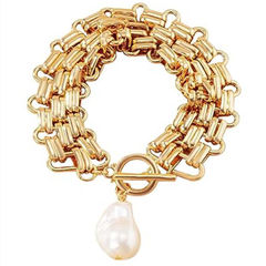 White and Off White color Bracelet in Metal Alloy studded with Pearl & Gold Rodium Polish : 1889882