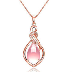 Gold Rodium Polish Pink and Majenta color Necklace in Metal Alloy studded with CZ Diamond
