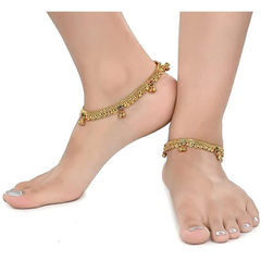 Gold Rodium Polish Gold color Anklet in Metal Alloy studded with Beads