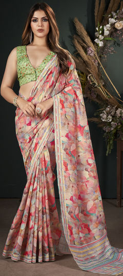 Multicolor color Saree in Art Silk fabric with Digital Print, Sequence, Weaving work