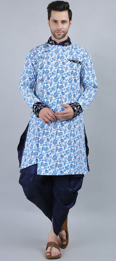 White and Off White color Dhoti Kurta in Cotton fabric with Printed work